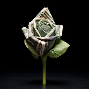 una rosa di banconote da 100 dollari elettriche 4