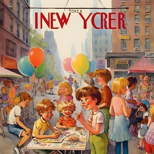 Copertina colorata di New Yorker vintage cartoon gag 2