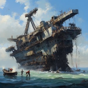 Grande relitto sollevato da una gru dal mare 4