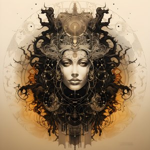 Leonardo da Vinci concetto schizzo album artwork radice di un albero che cresce dalla terra e si estende come Jack e il fagiolo magico nel cielo 3