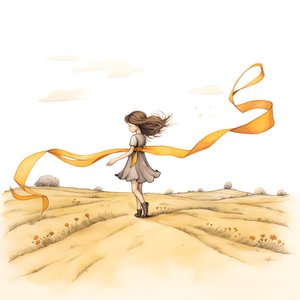 disegno ingenuo di una ragazza con un nastro che danza 1