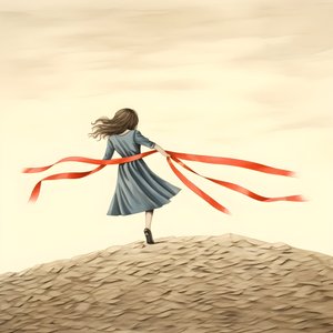 disegno ingenuo di una ragazza con un nastro che danza 2