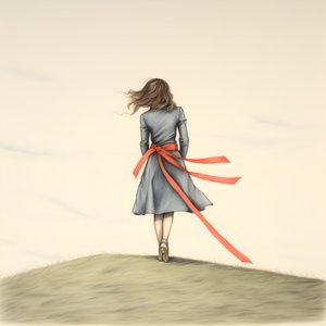 disegno ingenuo di una ragazza con un nastro che danza 3