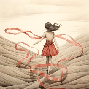disegno ingenuo di una ragazza con un nastro che danza 4