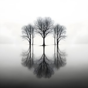 Foto in bianco e nero di alberi sull
