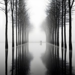 Foto in bianco e nero di alberi sull