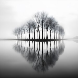 Foto in bianco e nero di alberi sull