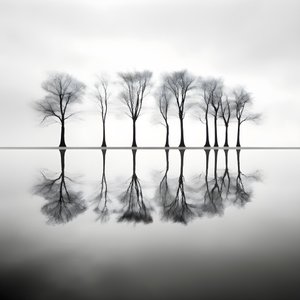 Foto in bianco e nero di alberi sull