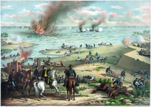 Guerra civile americana (1861-1865): Battaglia di Hampton Roads 8-9 marzo da Kurz and Allison