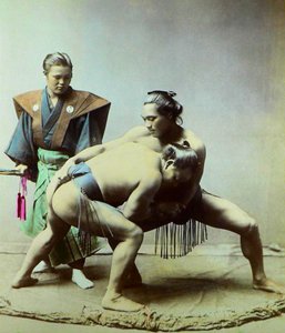 Lottatori di sumo da Kusakabe (attr. to) Kimbei