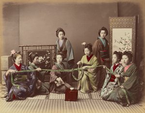 (Konkonchiki) Ragazza giapponese che gioca, c.1880