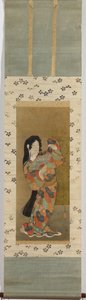 Giovane ballerina con ventaglio da Kuwagata Keisai