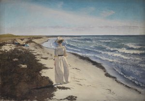 Signora sulla spiaggia di Karrebæksminde, Zelanda da Laurits Andersen Ring
