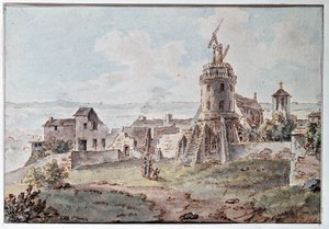 Un telegrafo Chappe in cima a una torre, di Goblain, fine XVIII secolo da L. Goblain