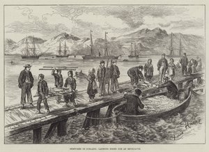 Schizzi in Islanda, sbarco di merluzzo essiccato a Reykjavik da L. Huard
