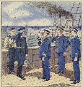 Visita di una nave mercantile da parte di un ufficiale russo da L. Malespine