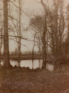 Album della Prima Guerra Mondiale in Friuli-Venezia Giulia: lo stagno nel parco di Villa Brazza, Ospedale di guerra n. 17, Soleschiano Manzano da L. Verdiani