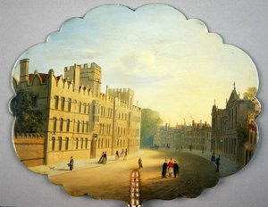 Schermo vittoriano, con una scena di Oxford High Street e Queen