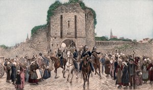 Cavalleria che lascia una città bretone