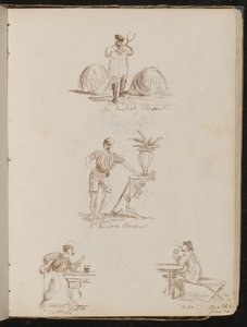 "Contadino inglese", "un contadino genovese", studio di figure in taverne con l