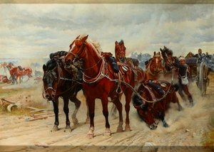 Eroi pazienti, una squadra di artiglieria a cavallo reale in azione da Lady Butler