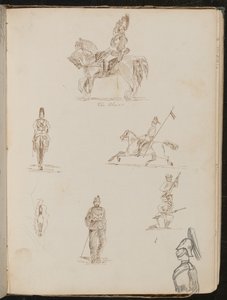 Sei studi di soldati, uno a cavallo con l