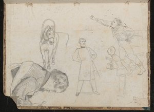 Studi di un cavallo e un uomo da Lady Butler