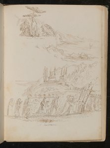 Studio di una "Processione" monastica in un paesaggio costiero da Lady Butler