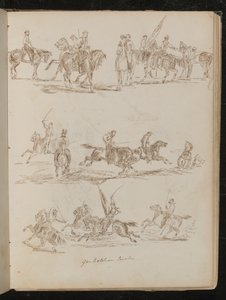 Tre studi di soldati a cavallo con l