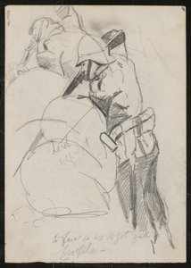 Due soldati che sparano verso il basso sopra sacchi di sabbia, 1879