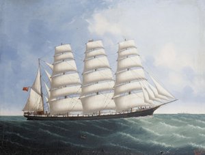 La nave clipper "Lynton" in mare al largo di Calcutta
