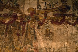 Bassorilievo dal tempio di Derr, Bassa Nubia, Egitto, civiltà egizia, Nuovo Regno, Dinastia XIX da Amadeo (after) Modigliani