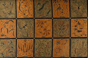 Batik con motivo a scacchi tradizionale, Surakarta, Giava, Indonesia (dettaglio) da Amadeo (after) Modigliani