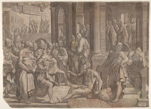San Giovanni e San Pietro guariscono lo storpio, 1553 da Lambert Suavius