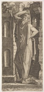 San Filippo, in piedi con la mano sinistra sul fianco e la mano destra appoggiata su...