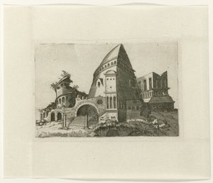 Rovina con torre a forma di piramide da Lambertus Suavius
