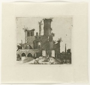 Rovina con torre rettangolare da Lambertus Suavius