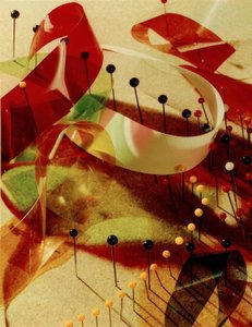 Studio con spilli e nastri