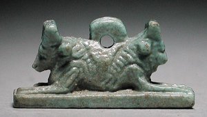 Amuleto a forma di leone con testa di toro, Periodo Saite, 715-656 a.C. da Late Period Egyptian