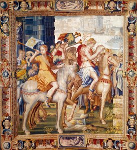 Araldi a cavallo. Tenda dalla Storia di Artemisia da Laurent Guyot