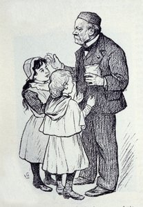 Ritratto di Louis Pasteur (1822-1895), chimico e fisico francese che dà dolci ai bambini dell