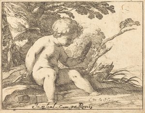 Cupido che si guarda allo specchio da Laurent de la Hyre