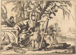 Sacra Famiglia con Angeli e la Croce, Schiacciando un Serpente da Laurent de la Hyre