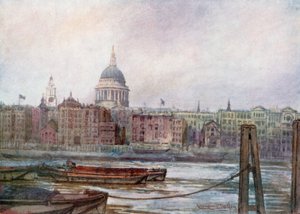 San Paolo dalla riva meridionale del Tamigi (litografia a colori)