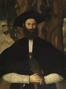 Uomo barbuto con un falco, c.1500 da Lazzaro Bastiani