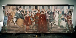 Il Doge Giacomo Durazzo Grimaldi guida il Cardinale Francesco Pacheco per le strade di Genova nel 1574 (affresco)