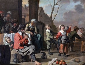 Circolo di Le Nain - Bambini contadini che ballano, 1650sFXD da Le Nain Brothers