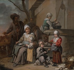 Le Maître aux Béguins - Famiglia di contadini al pozzo, 1650-60