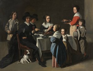 Un pasto in famiglia, c. 1645-55 o successivo da Le Nain family