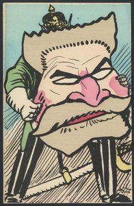 Cartolina, Satirico a colori, ca. 1905: Germania Prussia, Patriottismo - Jaurès Jean - Illustrazione di Leal de Camara da Leal de Camara